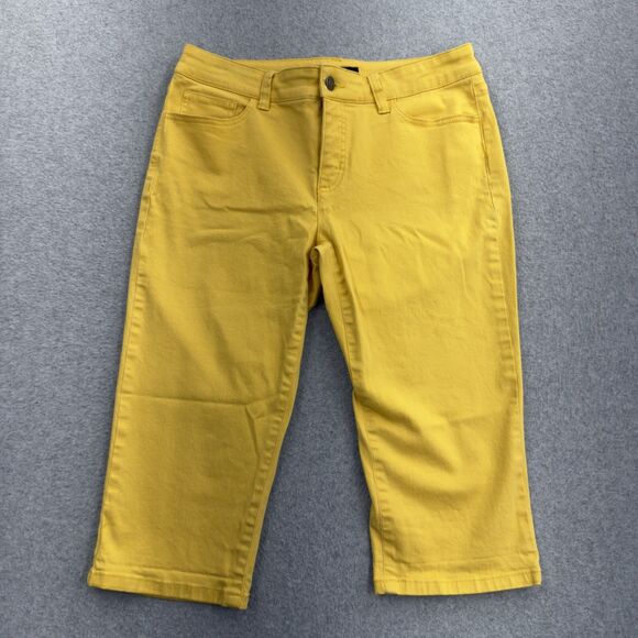 Chaps Pants Womens 6 Bright Yellow Capri Shorts Chino Pockets Preppy Outgoing - Picture 1 of 9